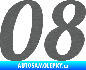 Samolepka Startovní číslo 08 typ 3 škrábaný titan