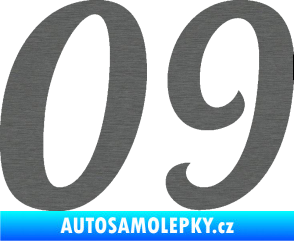 Samolepka Startovní číslo 09 typ 3  škrábaný titan