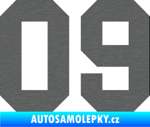 Samolepka Startovní číslo 09 škrábaný titan