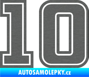 Samolepka Startovní číslo 10 typ 5 škrábaný titan