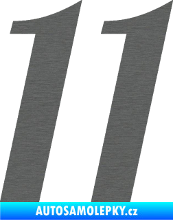 Samolepka Startovní číslo 11 typ 3   škrábaný titan