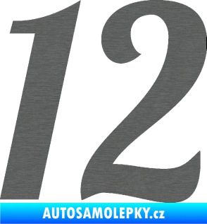 Samolepka Startovní číslo 12 typ 3    škrábaný titan