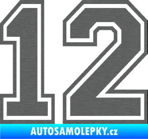 Samolepka Startovní číslo 12 typ 4 škrábaný titan