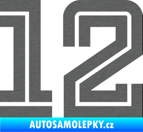 Samolepka Startovní číslo 12 typ 7 škrábaný titan