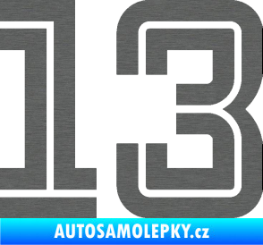 Samolepka Startovní číslo 13 typ 7 škrábaný titan