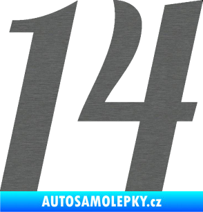 Samolepka Startovní číslo 14 typ 3      škrábaný titan