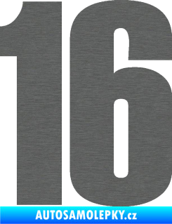 Samolepka Startovní číslo 16 typ 2   škrábaný titan