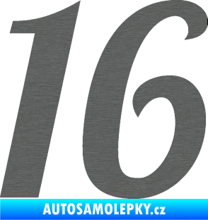 Samolepka Startovní číslo 16 typ 3       škrábaný titan