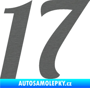 Samolepka Startovní číslo 17 typ 3        škrábaný titan