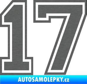Samolepka Startovní číslo 17 typ 4 škrábaný titan