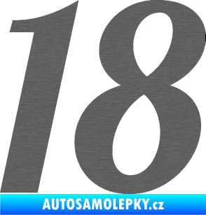 Samolepka Startovní číslo 18 typ 3         škrábaný titan