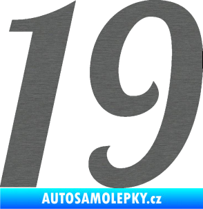 Samolepka Startovní číslo 19 typ 3          škrábaný titan