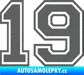 Samolepka Startovní číslo 19 typ 4 škrábaný titan