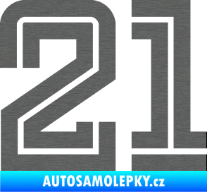 Samolepka Startovní číslo 21 typ 7 škrábaný titan