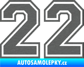 Samolepka Startovní číslo 22 typ 4 škrábaný titan
