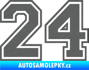 Samolepka Startovní číslo 24 typ 4 škrábaný titan