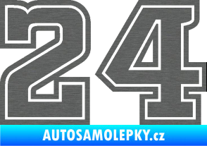 Samolepka Startovní číslo 24 typ 5 škrábaný titan