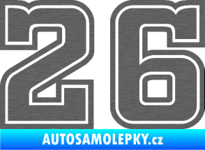 Samolepka Startovní číslo 26 typ 5 škrábaný titan