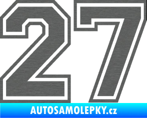 Samolepka Startovní číslo 27 typ 4 škrábaný titan