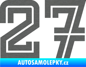 Samolepka Startovní číslo 27 typ 7 škrábaný titan