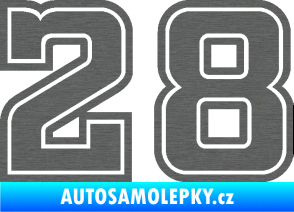 Samolepka Startovní číslo 28 typ 5 škrábaný titan