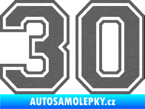 Samolepka Startovní číslo 30 typ 4 škrábaný titan