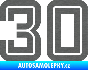Samolepka Startovní číslo 30 typ 7 škrábaný titan