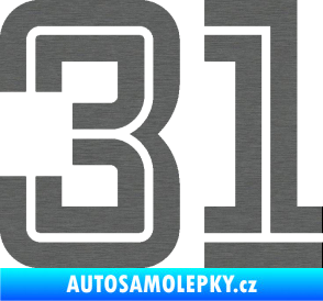 Samolepka Startovní číslo 31 typ 7 škrábaný titan