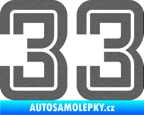 Samolepka Startovní číslo 33 typ 7 škrábaný titan
