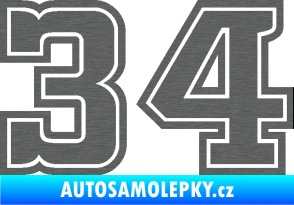 Samolepka Startovní číslo 34 typ 5 škrábaný titan