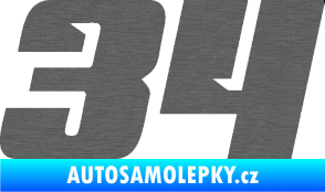 Samolepka Startovní číslo 34 typ 6 škrábaný titan