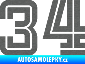 Samolepka Startovní číslo 34 typ 7 škrábaný titan