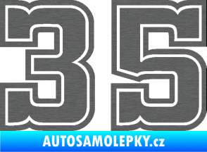 Samolepka Startovní číslo 35 typ 5 škrábaný titan