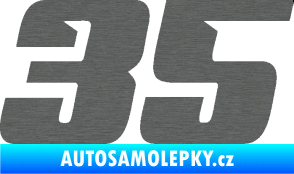 Samolepka Startovní číslo 35 typ 6 škrábaný titan