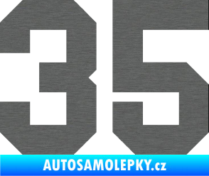 Samolepka Startovní číslo 35 škrábaný titan
