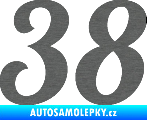 Samolepka Startovní číslo 38 typ 3  škrábaný titan