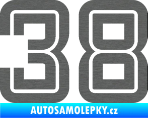 Samolepka Startovní číslo 38 typ 7 škrábaný titan