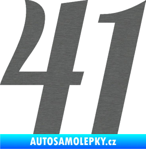 Samolepka Startovní číslo 41 typ 3 škrábaný titan