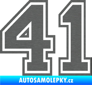 Samolepka Startovní číslo 41 typ 4 škrábaný titan