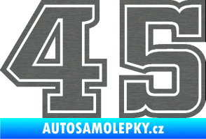 Samolepka Startovní číslo 45 typ 5 škrábaný titan