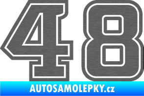 Samolepka Startovní číslo 48 typ 5 škrábaný titan