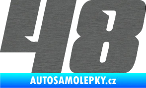 Samolepka Startovní číslo 48 typ 6 škrábaný titan