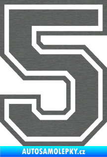 Samolepka Startovní číslo 5 typ 4 škrábaný titan