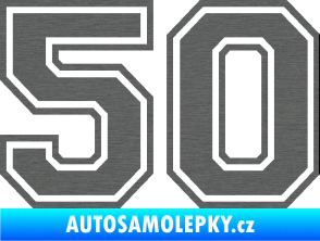 Samolepka Startovní číslo 50 typ 4 škrábaný titan