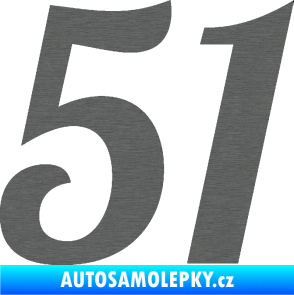 Samolepka Startovní číslo 51 typ 3 škrábaný titan