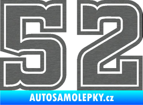 Samolepka Startovní číslo 52 typ 5 škrábaný titan