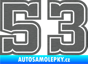 Samolepka Startovní číslo 53 typ 5 škrábaný titan