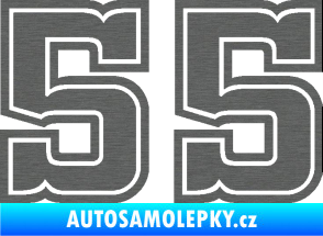 Samolepka Startovní číslo 55 typ 5 škrábaný titan