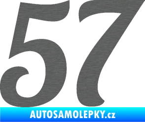 Samolepka Startovní číslo 57 typ 3 škrábaný titan