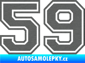 Samolepka Startovní číslo 59 typ 4 škrábaný titan